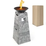 Costway 48 Inch Propane Fire Bowl Column with Lavas Rocks and PVC Covers - Image 2