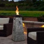 Costway 48 Inch Propane Fire Bowl Column with Lavas Rocks and PVC Covers - Image 6