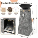Costway 48 Inch Propane Fire Bowl Column with Lavas Rocks and PVC Covers - Image 5